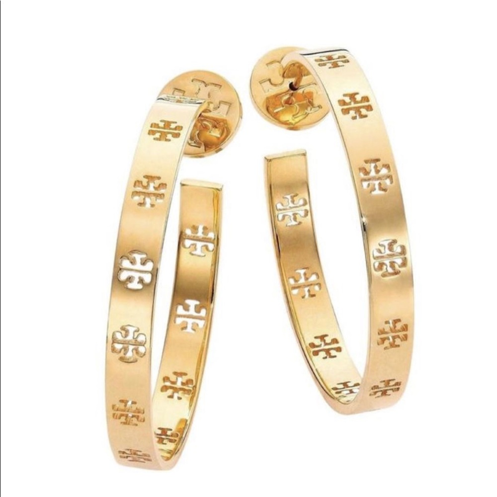 Gold Tory Burch hoop earrings